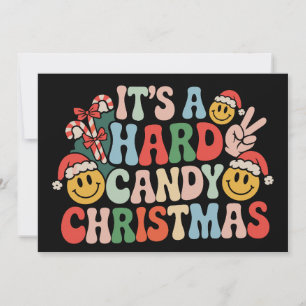 Het is een hard snoep Kerstmis Retro Groovy Kerstm Kaart