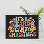 Het is een hard snoep Kerstmis Retro Groovy Kerstm Kaart (Staand voorkant)