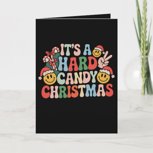 Het is een hard snoep Kerstmis Retro Groovy Kerstm Kaart (Voorkant)
