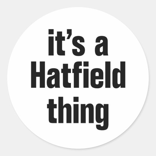 Het is een hatfield ding ronde sticker (Voorkant)