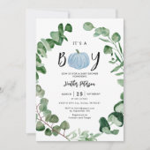 Het is een Herfst Blue Pumpkin Boy Baby shower Kaart (Voorkant)