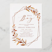 Het is een Herfst Greenery Geometric Baby shower Folie Uitnodiging (Voorkant)