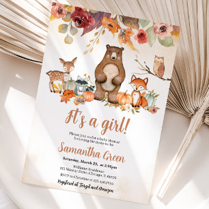 Het is een Herfstbos Baby Shower voor een Meisje Kaart