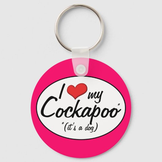 Het is een hond. Ik hou van mijn Cockapoo Sleutelhanger (Voorkant)