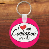 Het is een hond. Ik hou van mijn Cockapoo Sleutelhanger (Voorkant)