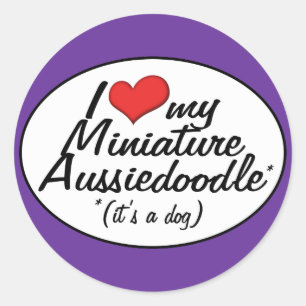 Het is een Hond! Ik hou van mijn miniatuur Aussied Ronde Sticker