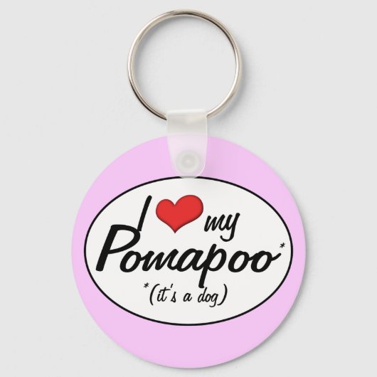 Het is een hond. Ik hou van mijn Pomapoo Sleutelhanger (Voorkant)