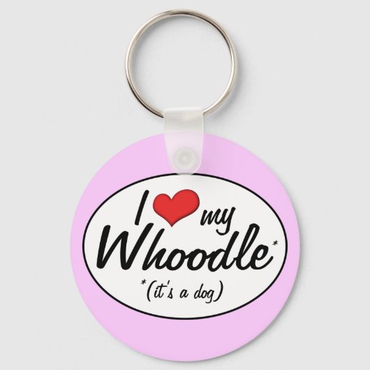 Het is een hond. Ik hou van mijn Whoodle Sleutelhanger (Voorkant)