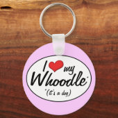 Het is een hond. Ik hou van mijn Whoodle Sleutelhanger (Voorkant)