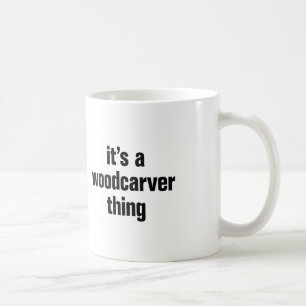 Het is een houtsnijwerk ding koffiemok
