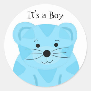 Het is een jong tijger baby geboorteaankondiging ronde sticker