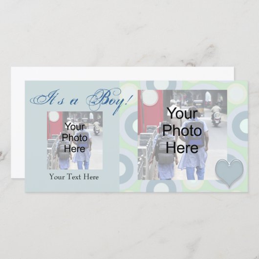 Het is een jongen! Aangepaste foto Geboorte Aankon Aankondiging (Voorkant / Achterkant)