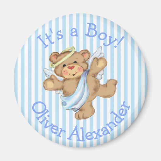 Het is een jongen Aangepaste teddybeer engel Magneet (Voorkant)