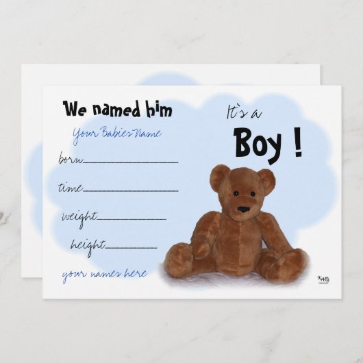 Het is een Jongen Aankondiging (Voorkant / Achterkant)