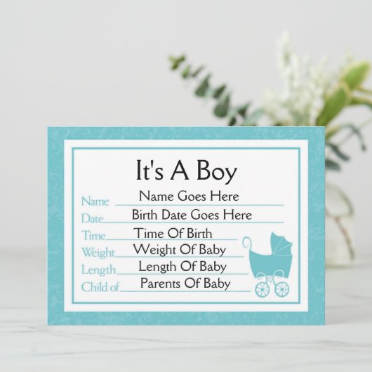 Het is een Jongen Aankondiging (Staand voorkant)