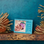 Het is een Jongen Aankondiging Blauwe Baby Foto Fotoplaat (Zijkant)