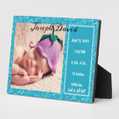 Het is een Jongen Aankondiging Blauwe Baby Foto Fotoplaat (Zijkant)