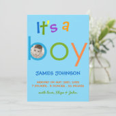 Het is een Jongen Aankondiging Foto kaart (Staand voorkant)