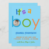 Het is een Jongen Aankondiging Foto kaart (Voorkant / Achterkant)
