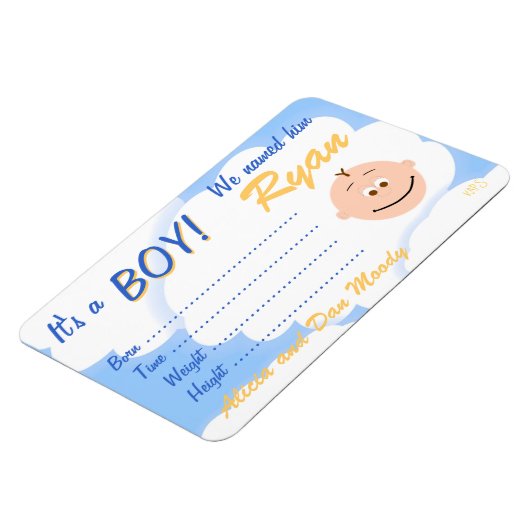Het is een Jongen Aankondiging Gepersonaliseerd Ma Magneet (Linkerzijde)