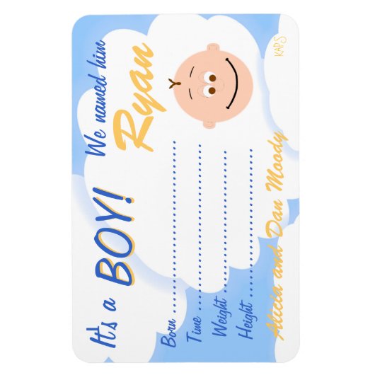 Het is een Jongen Aankondiging Gepersonaliseerd Ma Magneet (Verticaal)