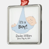 Het is een jongen! Aankondiging Metalen Ornament (Links)