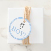 Het is een jongen! Aankondiging van moderne blauwe Bedankjes Labels (In situ)