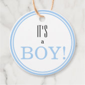 Het is een jongen! Aankondiging van moderne blauwe Bedankjes Labels (Voorkant)