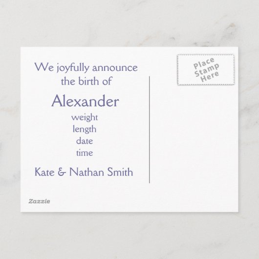 Het is een jongen! aankondigingskaart (Achterkant)