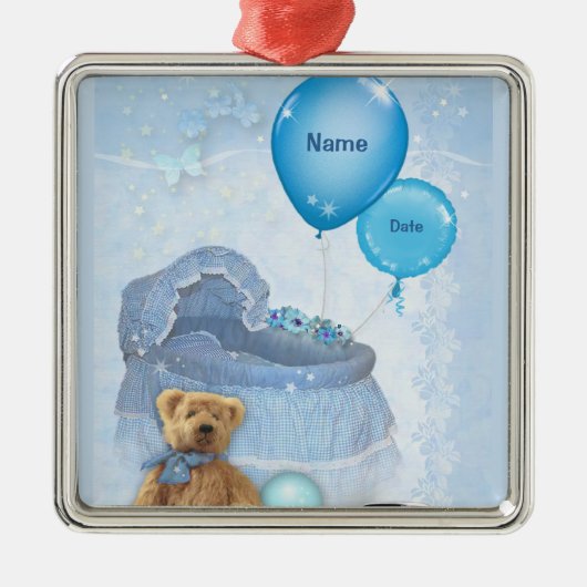 Het is een jongen! (aanpasbaar) metalen ornament (Voorkant)