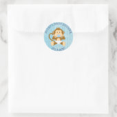 Het is een jongen, Aap Baby shower Blauwe stickers (Tas)