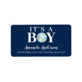 Het is een jongen! Adres van Baby shower van jonge Etiket (Voorkant)