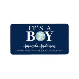 Het is een jongen! Adres van Baby shower van jonge Etiket