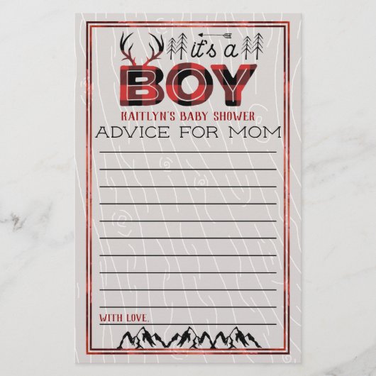 Het is een jongen! Advies voor Rustic Plaid Lumber (Voorkant)