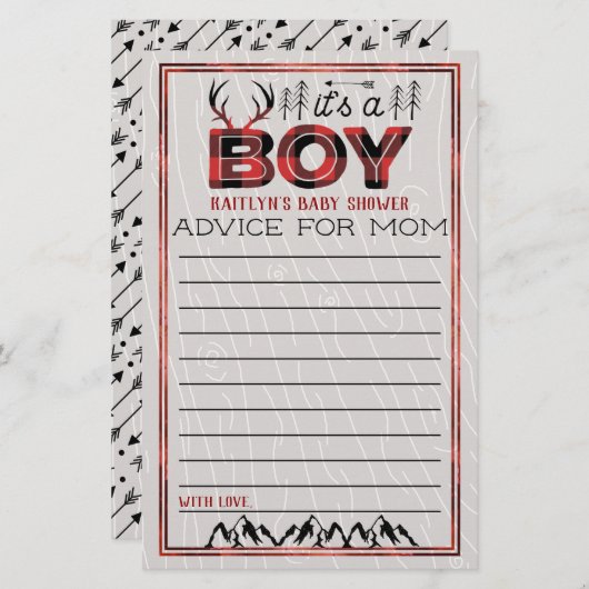 Het is een jongen! Advies voor Rustic Plaid Lumber (Voorkant / Achterkant)