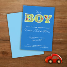 Het is een jongen, auto's baby shower uitnodiging