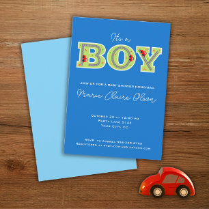 Het is een jongen, auto's baby shower uitnodiging