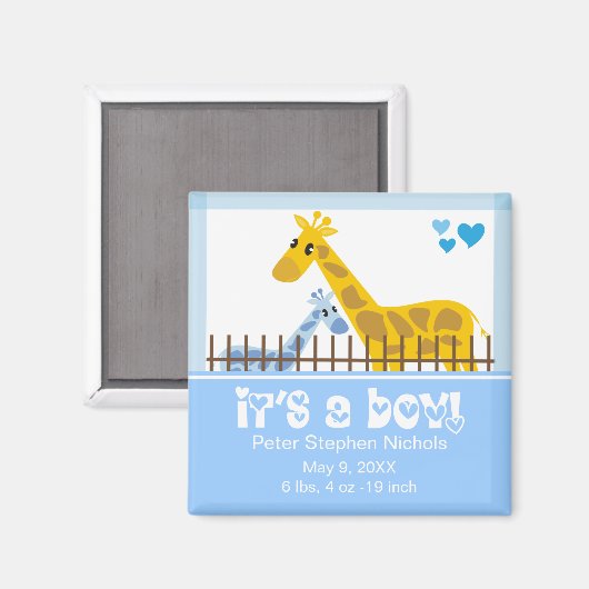 Het is een jongen Baby aankondigingsmagneet Magneet (Voorkant / Achterkant)