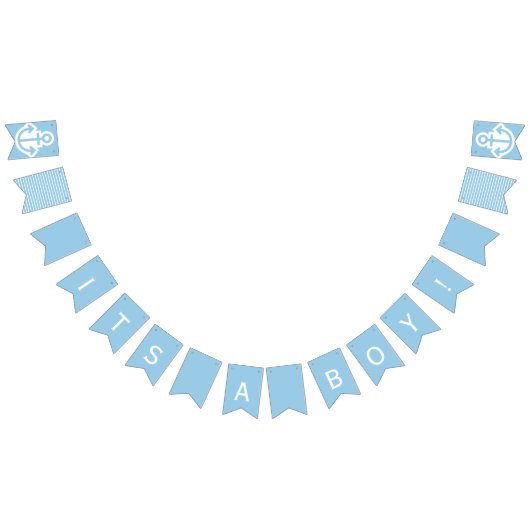 Het is een Jongen Baby Blue en White Nautical Bunt Vlaggetjes (Alle)
