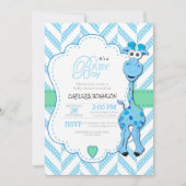 Het is een jongen - Baby Blue Giraffe - Baby showe Kaart (Voorkant)