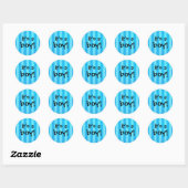 Het is een Jongen Baby Blue Striped Birth Shower Ronde Sticker (Vel)