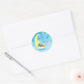 Het is een jongen, Baby Boy op Moon en Stars Etnic Ronde Sticker (Envelop)