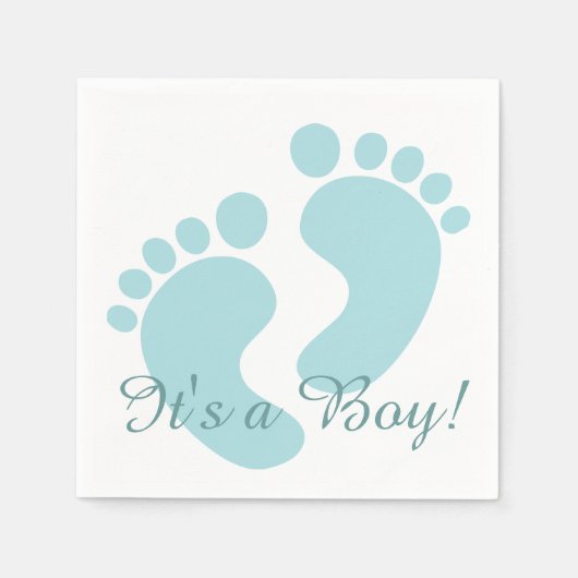 Het is een Jongen Baby Feet Announcement Paper Nap Servetten (Voorkant)