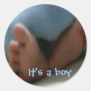 Het is een jongen baby feet sticker
