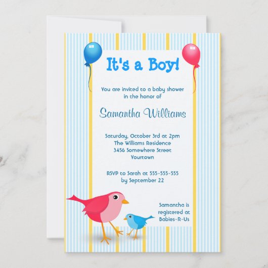 Het is een jongen Baby Geboorte Aankondiging Douch (Voorkant)