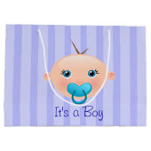 Het is een Jongen Baby Gezicht Blauw - Grote Gift  Large Cadeautasje (Achterkant)