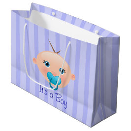 Het is een Jongen Baby Gezicht Blauw - Grote Gift  Large Cadeautasje