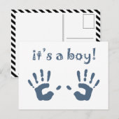 Het is een jongen: baby handprints aankondiging (Voorkant / Achterkant)
