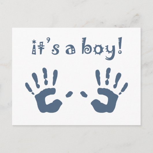 Het is een jongen: baby handprints aankondiging (Voorkant)