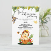 Het is een jongen baby jongen douche safari leeuw  kaart (Staand voorkant)